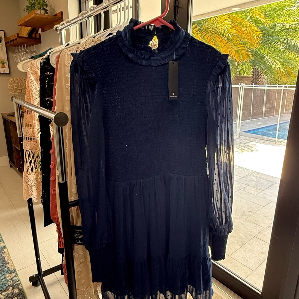 Lulu's Midnight Blue Ruffle Dress